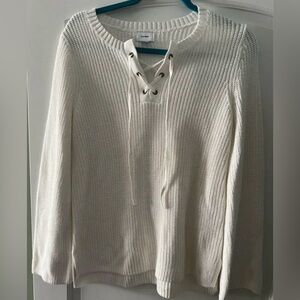 Old Navy Cream Lace-Up Sweater